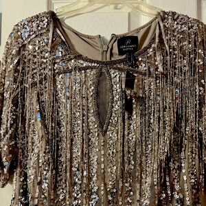 NWT Adrianna Papell silver gown size 12